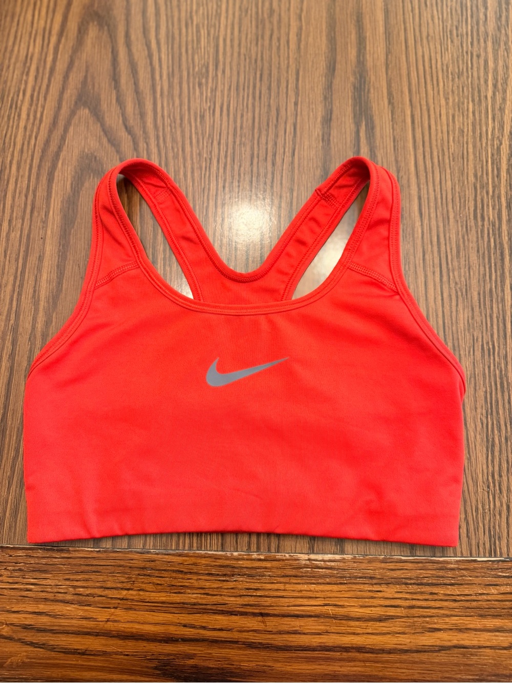 Nike Red Racerback Sports Bra with Silver Swoosh